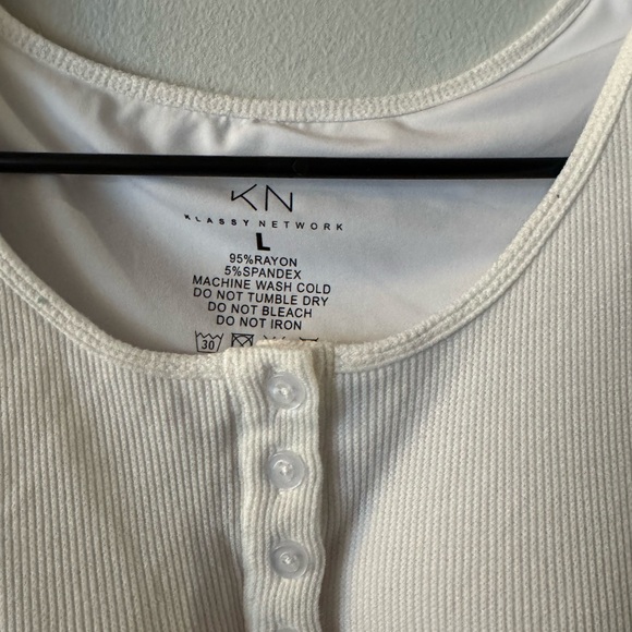 Klassy Network Ivory Button-Up Bodysuit - Picture 2 of 3